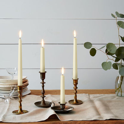 KORCCI Ivory Taper Candles 10 Inch - Set of 6 Long Candles, 8 Hours Long Burning, Smokeless & Unscented & Dripless, for Christmas Holiday Décor, Weddings, Birthdays, Dinner, Rituals (Ivory)