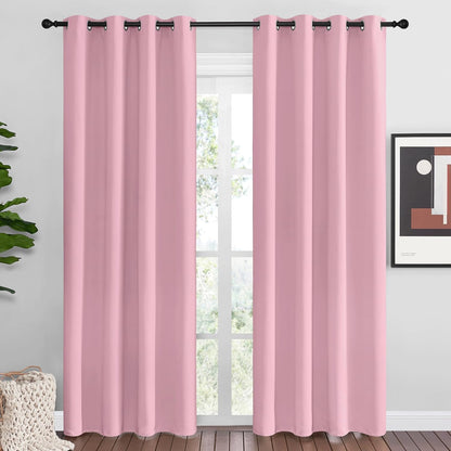 NICETOWN Halloween Pitch Black Solid Thermal Insulated Grommet Blackout Curtains/Drapes for Bedroom Window (2 Panels, 42 inches Wide by 63 inches Long, Black) - Colors A