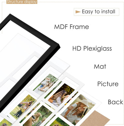 DUENPY 14x26 Collage Picture Frame 4x6 Collage Picture Frame Displays Twelve 4x6 inch Photos Available Horizontal Wall Mounting Display and Vertical Black - Colors B