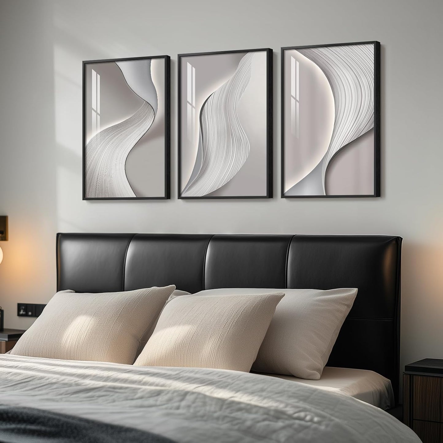 Framed Modern Luxury Gold Wall Art, Set of 3 Piece Contemporary Paintings Artwork for Walls, Golden Prints Pictures with Gold Frame, Wall Decor for Living Room, Hallway, Bedroom, Office 16x24 Inch