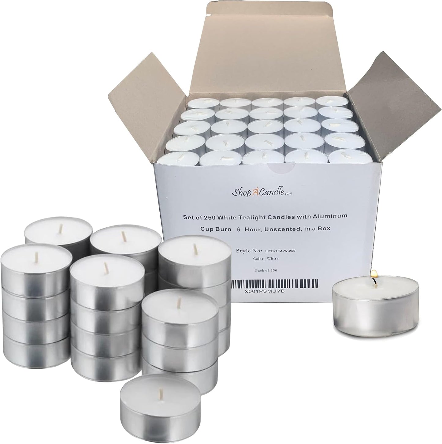 500 Pack Tealight Candles in Metal Cups - Clean, White Unscented Tealight Candles with 3 Hour Long Burning Time for Romantic Dinner, Weddings, Spa & Hotels