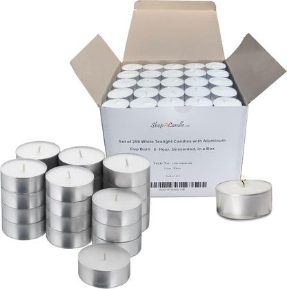 500 Pack Tealight Candles in Metal Cups - Clean, White Unscented Tealight Candles with 3 Hour Long Burning Time for Romantic Dinner, Weddings, Spa & Hotels