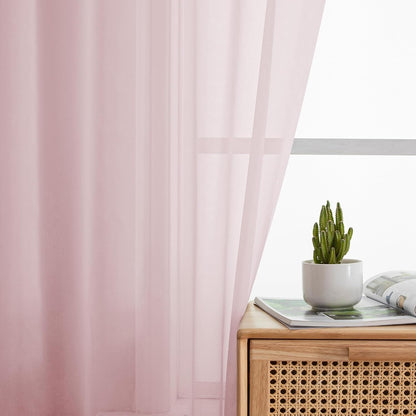OWENIE Sheer Curtains 84 inches Long 2 Panels Set for Living Room/Bedroom, Rod Pocket Voile Sheer Panel Drapes, White, 2pcs, Each 42" W x 84" L - Colors A