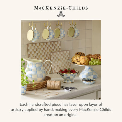 MACKENZIE-CHILDS Enamel Pedestal Serving Platter, Decorative Serving Dish for Food, Small, Black-and-White Courtly Check