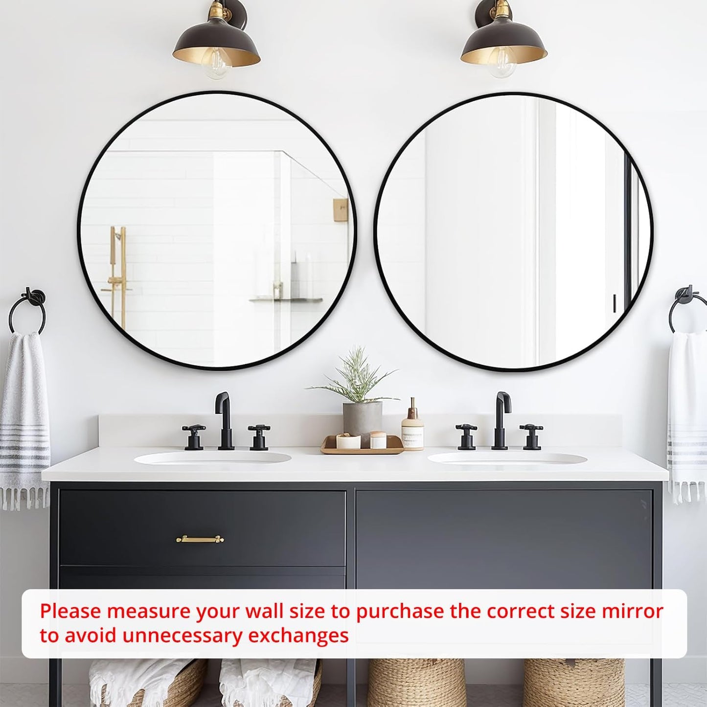 Fabuday Black Circle Mirror for Wall 20 inch - Round Mirrors for Bathroom, Entryway, Living Room, Hallway, Bedroom Decor, Small Matte Framed