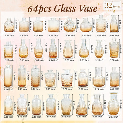 Der Rose Glass Bud Vases Set of 32 Small Clear Flower Vases for Rustic Wedding Centerpieces Table Decorations and Home Office Decor(Clear)