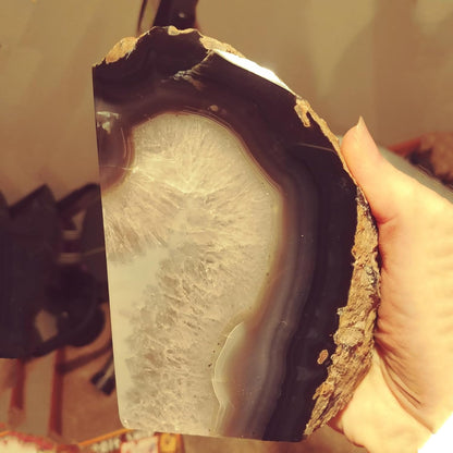 JIC Gem Dyed Blue Agate Bookends Geode Decorative Book Ends for Heavy Books with Rubber Bumpers for Office and Home Decoration Polished Small Size 2 to 3 Lbs