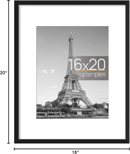 upsimples 8x10 Picture Frame, Display Pictures 5x7 with Mat or 8x10 Without Mat, Wall Hanging Photo Frame, Black, 1 Pack - Colors B
