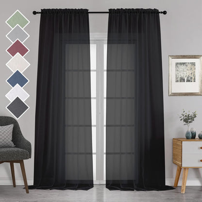 Chyhomenyc Sheer White Valances for Windows 2 Pack, Small Window Curtains for Living Room Bathroom Cafe Laundry Basement, Modern Top Dual Rod Pocket Voile Curtain, 42W x 14L inches, White - Colors B