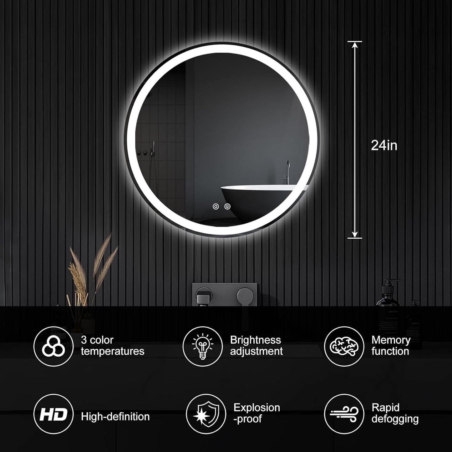 NEWBULIG 20IN Round Bathroom Wall Mirror, Modern Vanity Mirrors for Over Sink, HD Glass Decorative for Entryway, Bedroom & Living Room, Gold