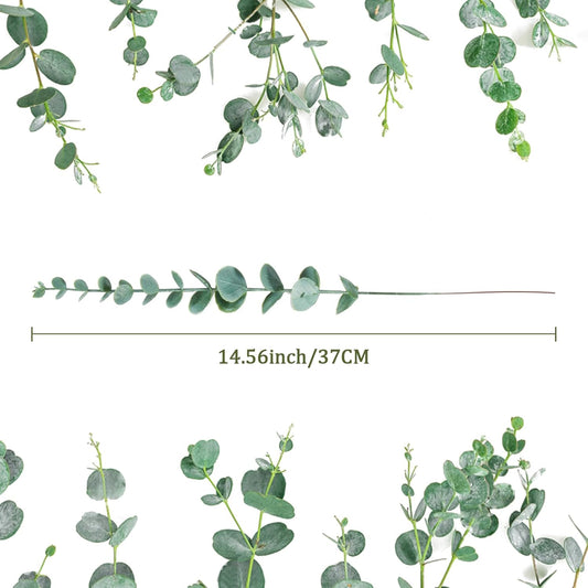Sukh 24pcs Artificial Eucalyptus Stems - Faux Eucalyptus Branches Decor Fake Eucalyptus Plant hojas de eucalipto artificiales para decoracion Eucalyptus Bouquet Sprigs Leaves Flowers Greenery Wedding