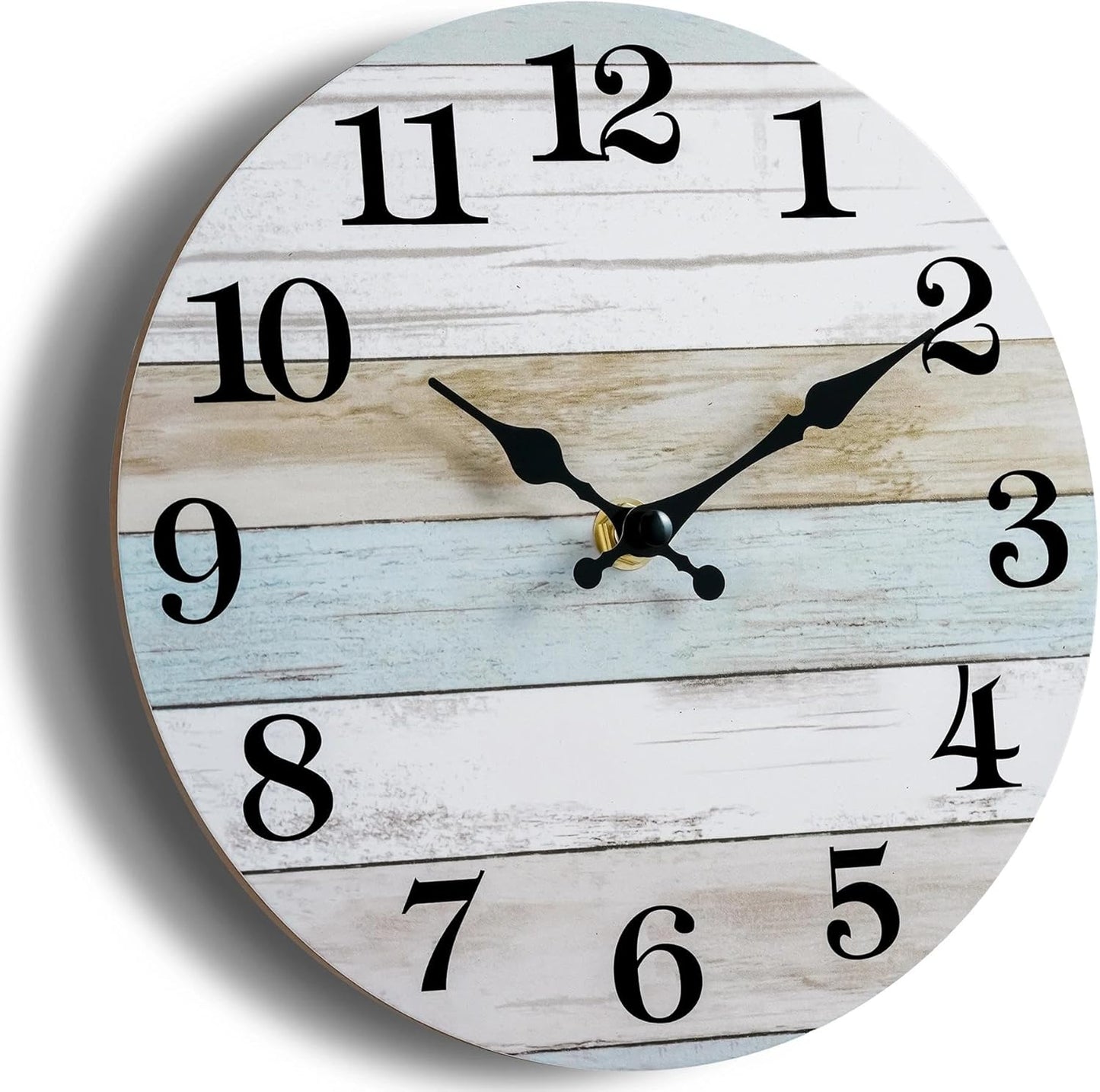 Wall Clock, Rustic Wall Clocks Battery Operated Silent Non Ticking, Country Round Wooden Clocks Farmhous Wall Decorative for Kitchen, Bathroom, Living Room (Gray 8 Inch)
