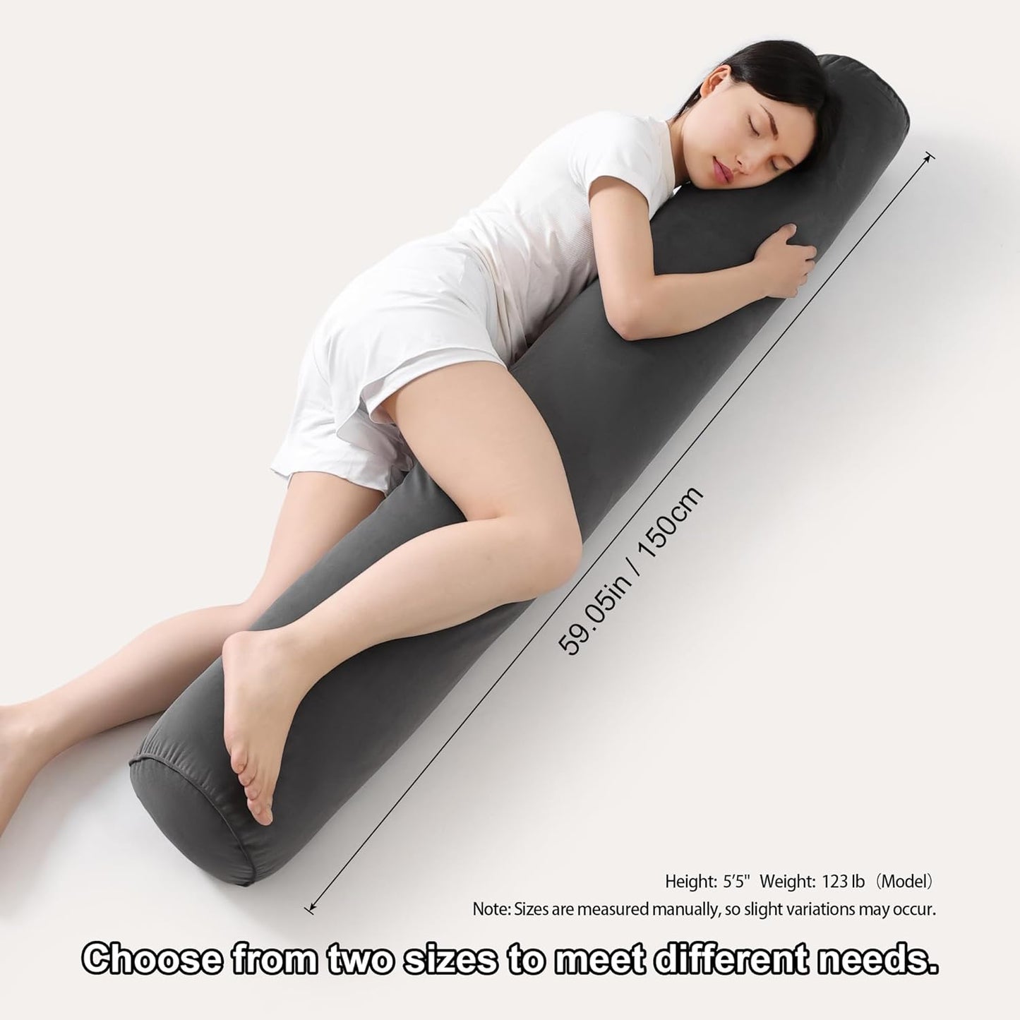 Body Pillow for Adults,Long Round Pillow,Big Cylindrical Pillow,Large Full Bolster Pillows for Side Sleepers (Steel Gray, 47.24"*7.87")