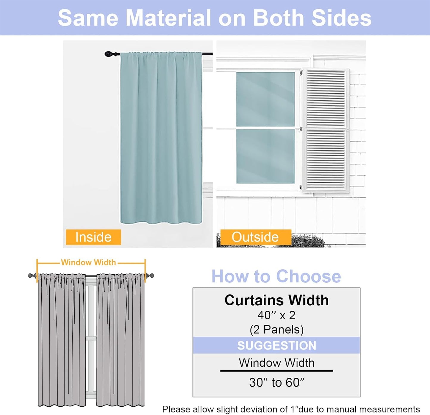 Simplebrand Ava Sage Green Blackout Curtains for Bedroom 63 Inch Length 2 Panels Set, Solid Thermal Insulated Energy Saving Rod Pocket Window Treatment Curtains Blackout Drapes, W40 x L63 Inch, Sage - Colors A