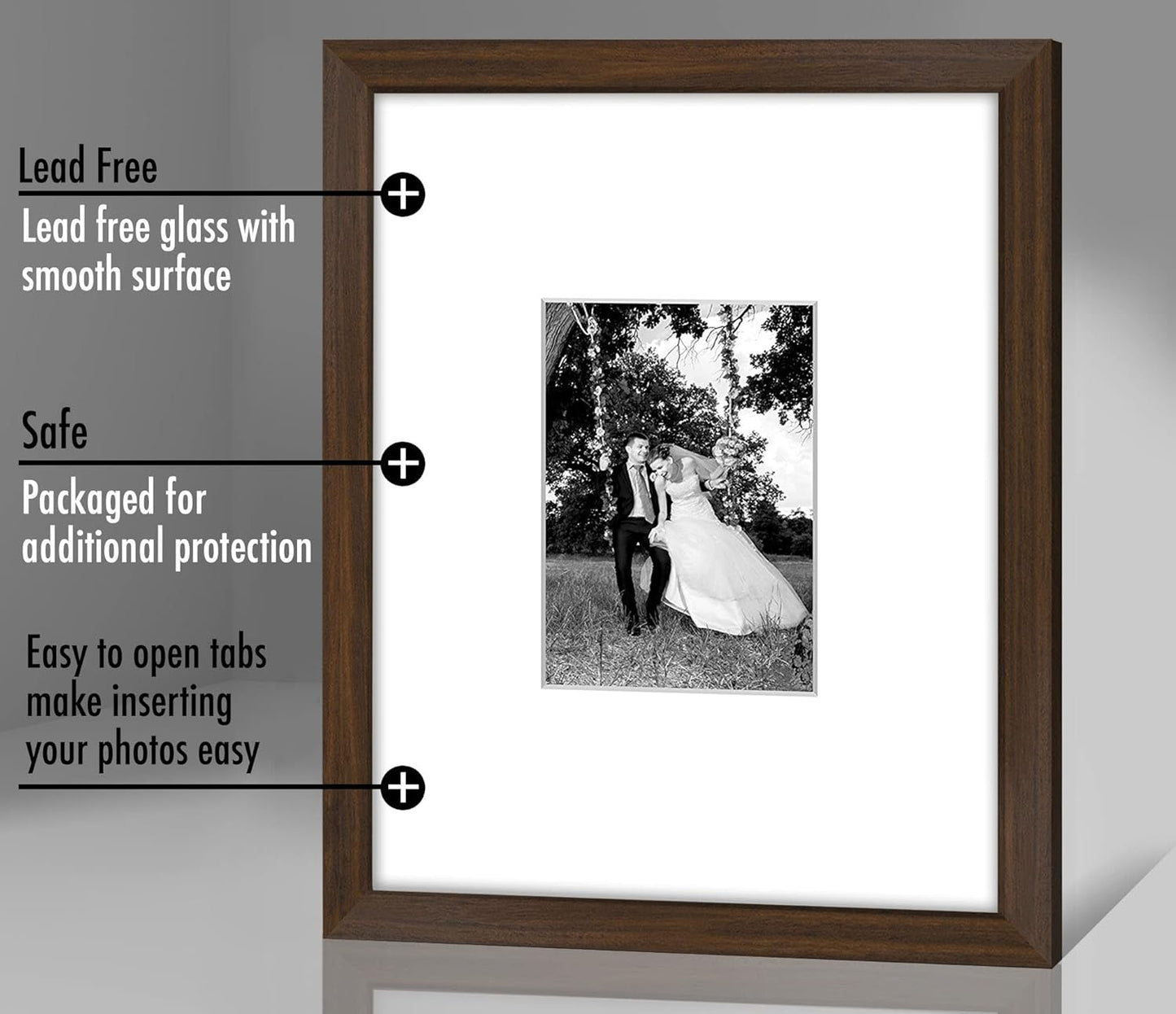 Americanflat 11x14 Picture Frame with Shatter-Resistant Glass - Use as 5x7 Frame with Mat or Display 11x14 Photo Without Mat - Signature Collection - Picture Frames for Wall Display - Black