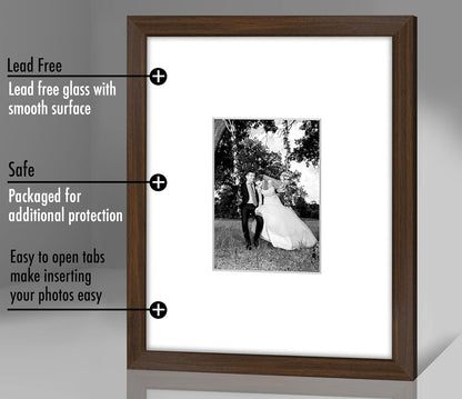 Americanflat 11x14 Picture Frame with Shatter-Resistant Glass - Use as 5x7 Frame with Mat or Display 11x14 Photo Without Mat - Signature Collection - Picture Frames for Wall Display - Black