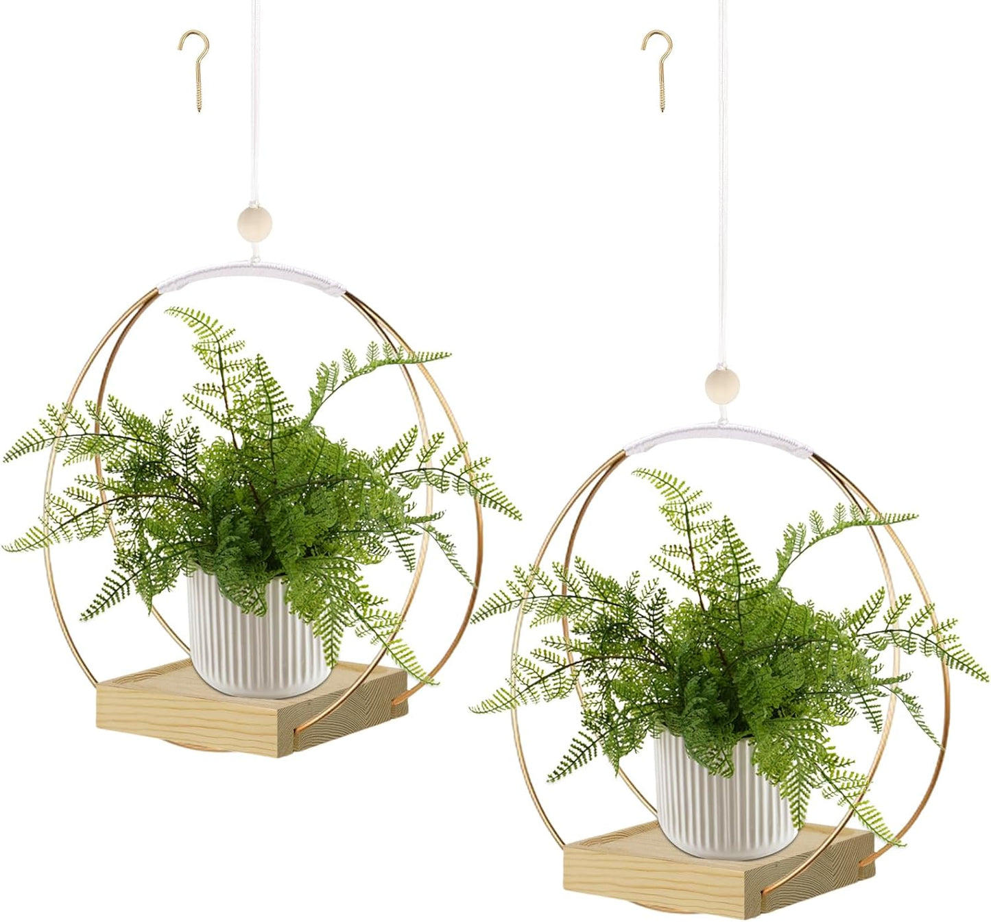 Hanging Planter for Indoor Plants, Black Plant Hanger Indoor with Sturdy Wood Base, Modern Boho Macrame Plant Hanger for 3-5.5 Inch Pot, Hanging Wall Ceiling Window Home Decor (Pots Not Included)