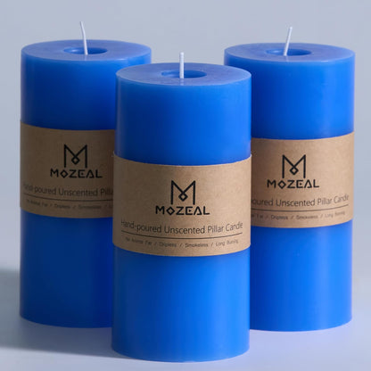 MOZEAL 3" x 4" Hand-Poured Unscented Candle,Dripless Pillar Candle Set of 3,Long Clean Burning,Approx 72 Hours Burn Time,Rustic Country Style,Wedding,Dinner,Christmas and Home Decor,White