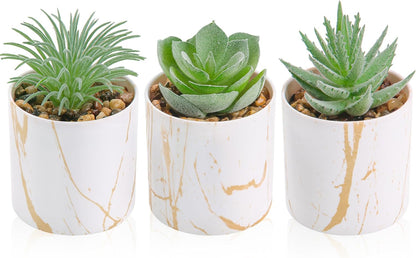 Der Rose 3 Pack Small Fake Plants Succulents Plants Artificial in Pots for Home Office Desk Decor for Women