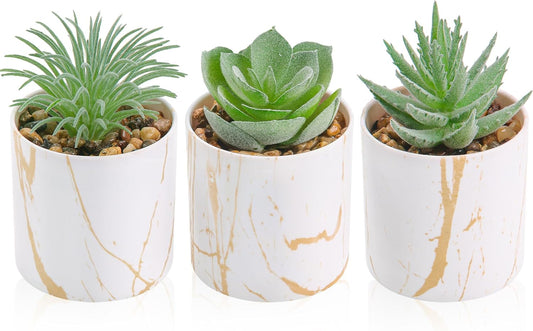 Der Rose 3 Pack Small Fake Plants Succulents Plants Artificial in Pots for Home Office Desk Decor for Women