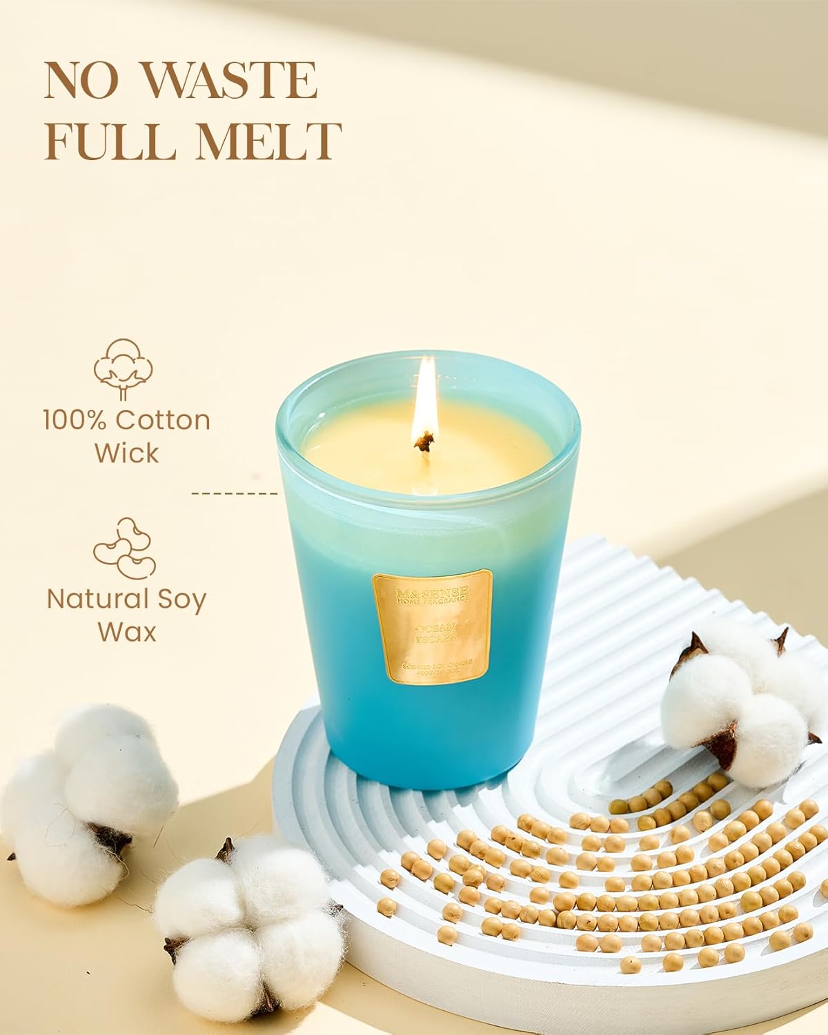 M&SENSE Jasmine Candles Highly Scented 3 Wick 35oz 150 Hours Burn Extra Large Jar Candles for Women, Natural Soy Wax Aromatherapy Candle for Stress Relief, Meditation, Yoga, Spa - Colors A