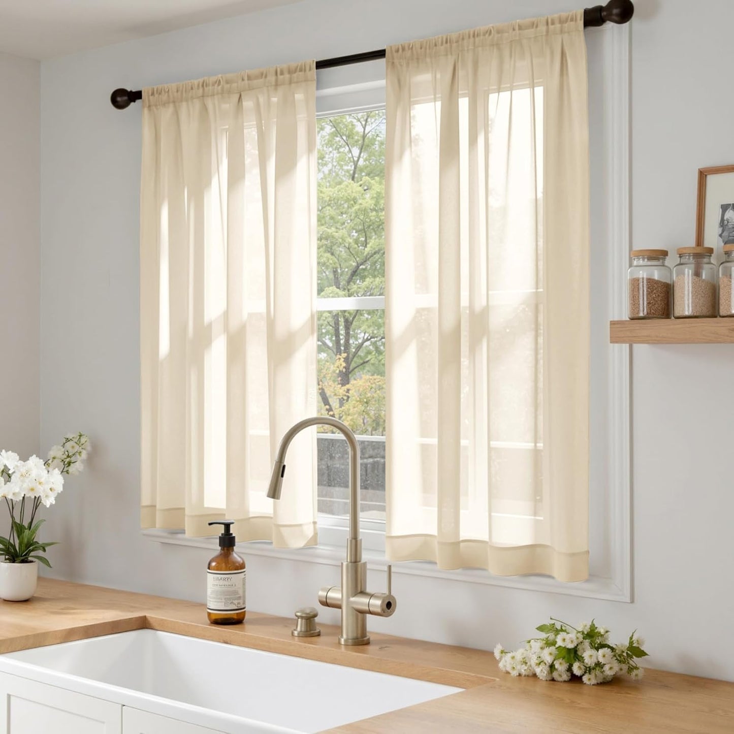 MIULEE White Sheer Curtains 84 Inches Long, 4 Panels Set, Light Filtering Rod Pocket Voile Drapes for Living Room and Bedroom, Airy Soft Fabric Window Treatments, 42 x 84 Inches