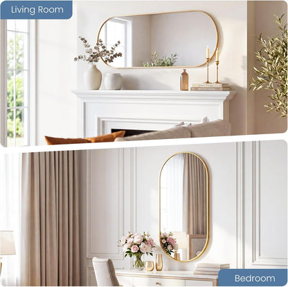 Sweetcrispy 20"x30" Arched Gold Bathroom Mirrors for Wall, Bathroom Mirrors for Over Sink, Metal Framed with HD Shatter-Proof Glass for Entryway, Living Room, Bedroom