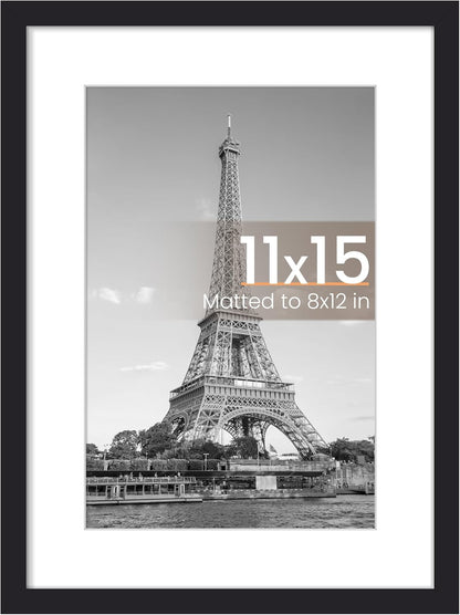upsimples 8x10 Picture Frame, Display Pictures 5x7 with Mat or 8x10 Without Mat, Wall Hanging Photo Frame, Black, 1 Pack - Colors B