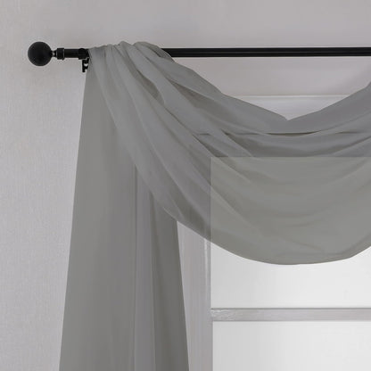 Chyhomenyc Sheer White Valances for Windows 2 Pack, Small Window Curtains for Living Room Bathroom Cafe Laundry Basement, Modern Top Dual Rod Pocket Voile Curtain, 42W x 14L inches, White - Colors C