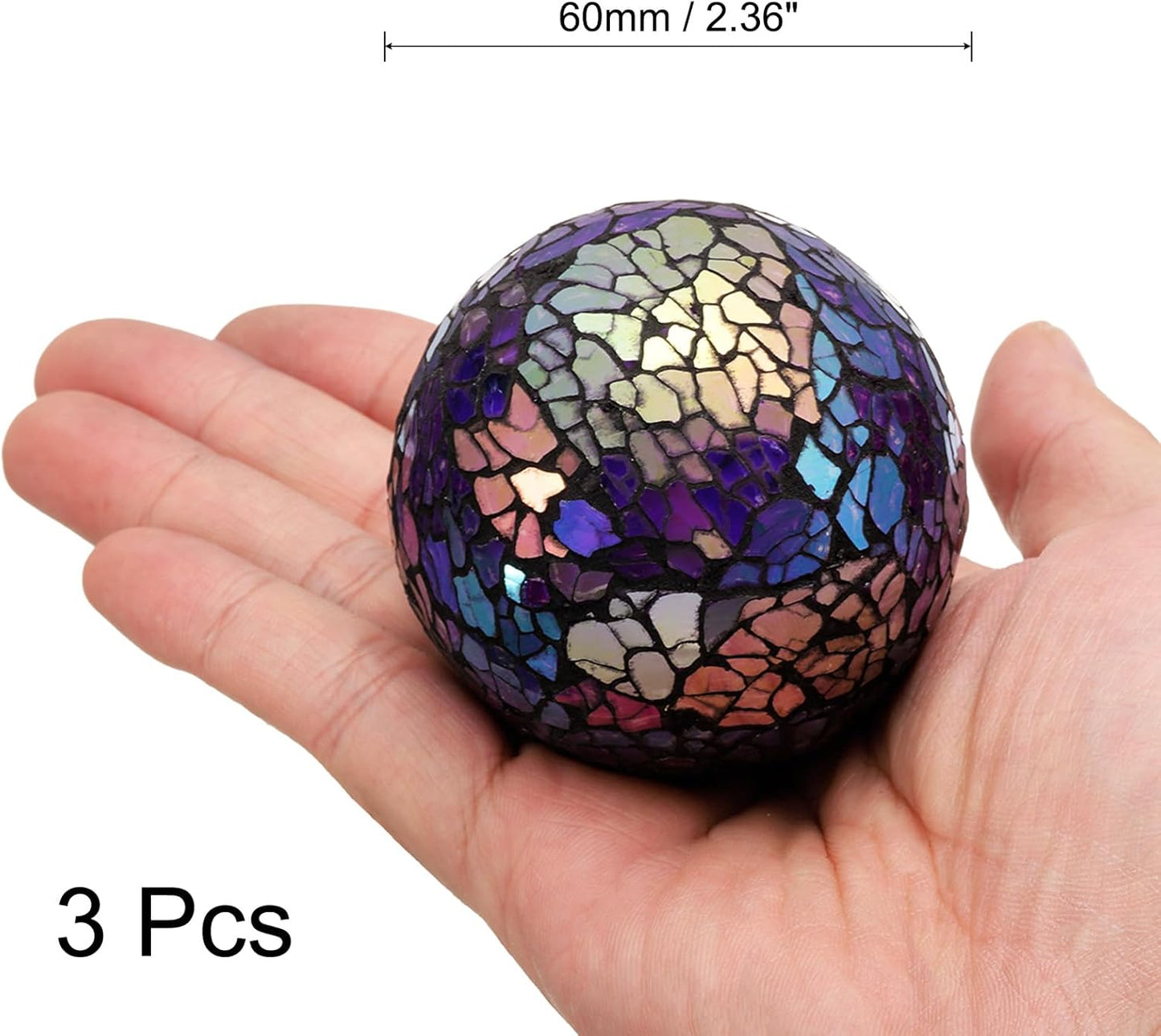 uxcell 3Pcs Decorative Glass Balls 2.36 Inch Orbs Centerpiece Balls Mosaic Glass Ball Sphere for Decor Bowls Vases Dining Table Party, Dark Blue