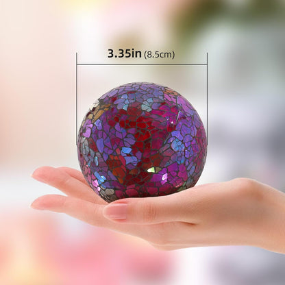 3Pcs Mosaic Glass Orbs Decorative Balls Set 8.5cm/3.35inch Blue Sphere Wedding Party Home Decor Table Centerpiece