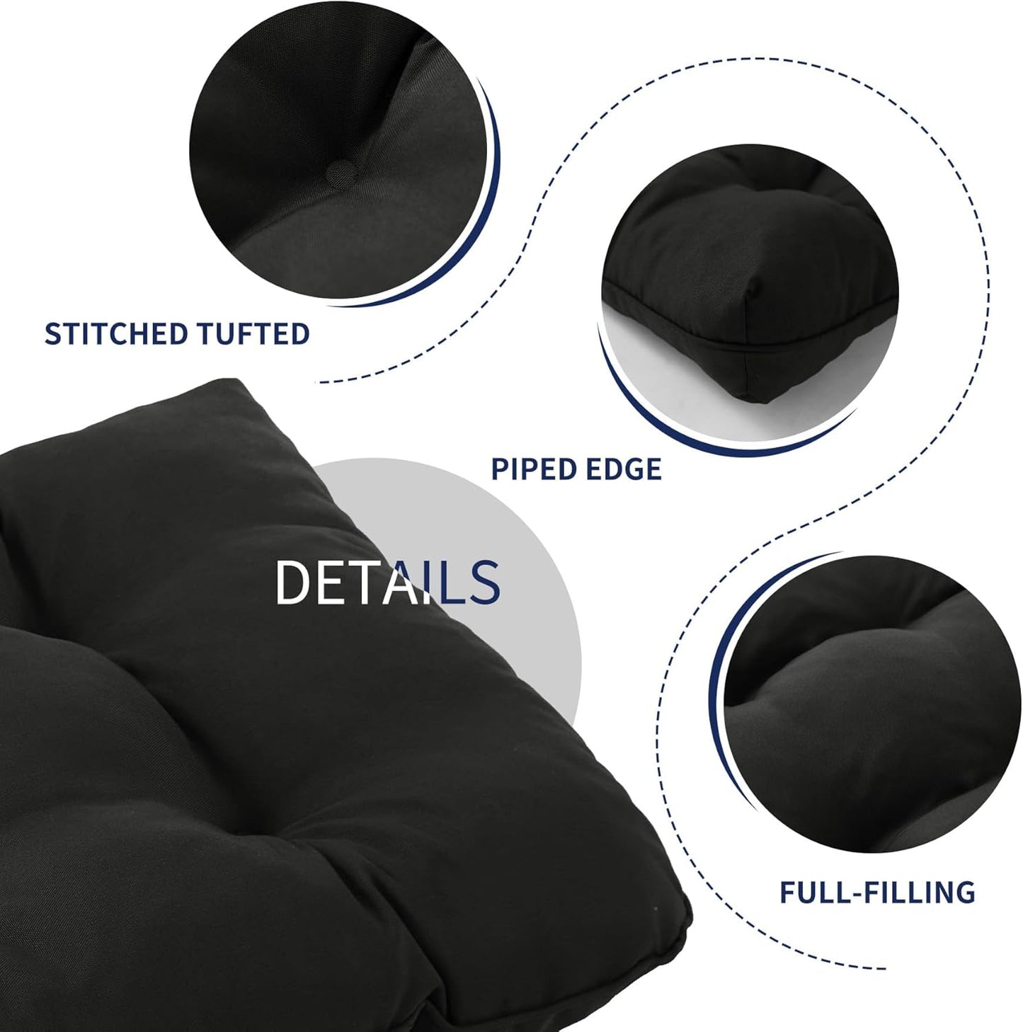 IPYNBAP Outdoor Bench Cushion, 48x18x5 Inch, Waterproof Bench Cushion for Outdoor/Indoor Furniture, Tufted Patio Bench Seat Cushion, Fade Resistant Outdoor Cushions for Porch Swing Couch, Navy Blue