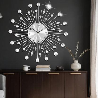 SIN&MI Large Wall Clocks, Silent Sunflower Shape Chic Decorative Wall Clock, Modern Non-Ticking Round Clock Dial Iron Metal Wall Clock for Living Room Decor Entrance Office Cafe 20 Inch