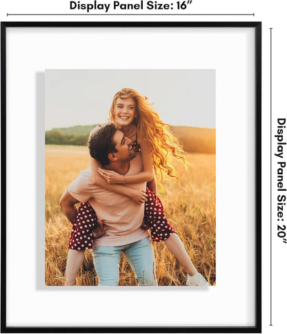 Americanflat Aluminum 11x14 Floating Picture Frame with Shatter-Resistant Glass - Use as 8x10 Picture Frame or Display 11x14 Photo - Signature Float Collection - Photo Frames for Wall Display - Black