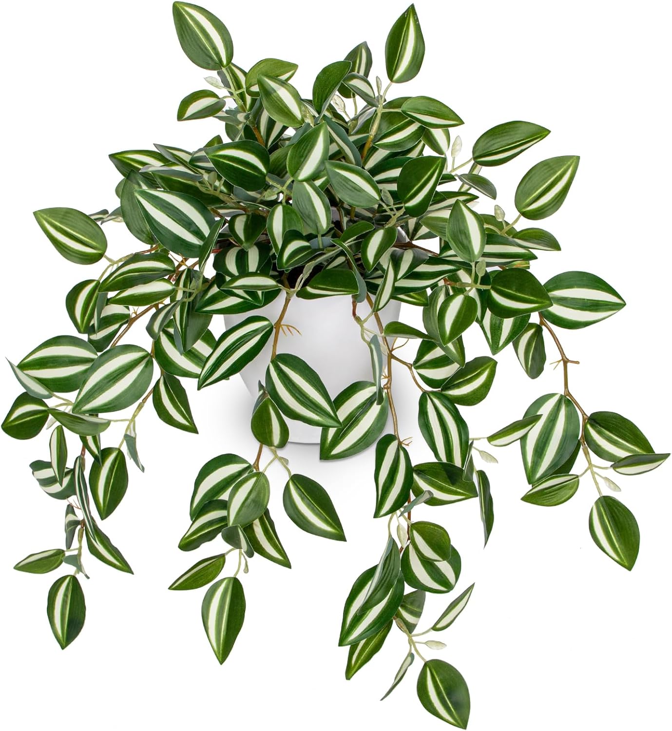 Briful Artificial Plants Indoor Fake Potted Silk Plants Faux Watermelon Peperomia Draping Plant for Home Office Bathroom Shelf Cabinet Tabletop Decoration(Green - 1 Pack)