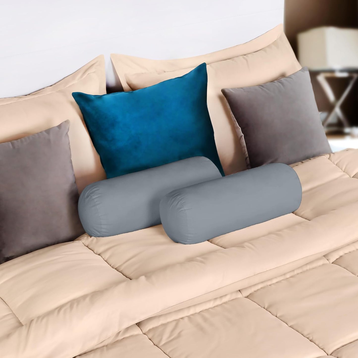 Utopia Bedding Bolster Pillows Insert (Pack of 2, Navy) - 6 x 16 Inches Bed and Couch Pillows - Indoor Decorative Pillows