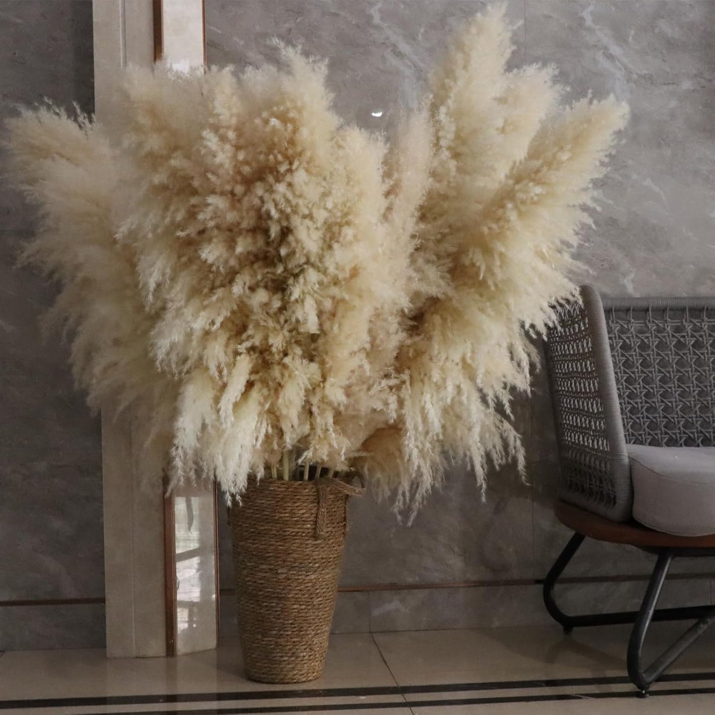 Pasuvsigt 12pcs 40'' Dried Pampas Grass Decor - Tall-Large Pampas Grass - Natural Beige - Boho Home Decor