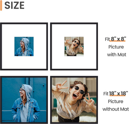 upsimples 8x10 Picture Frame, Display Pictures 5x7 with Mat or 8x10 Without Mat, Wall Hanging Photo Frame, Black, 1 Pack - Colors B