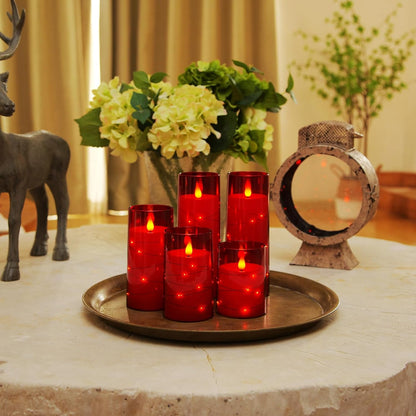 Homemory Flameless Candles with Embedded Star String Fairy Lights, Battery Operated Candles, LED Candle, Fake Candles with Remote Control and Timer for Halloween, Gray Acrylic, Set of 5(H4"5"6"8"8")