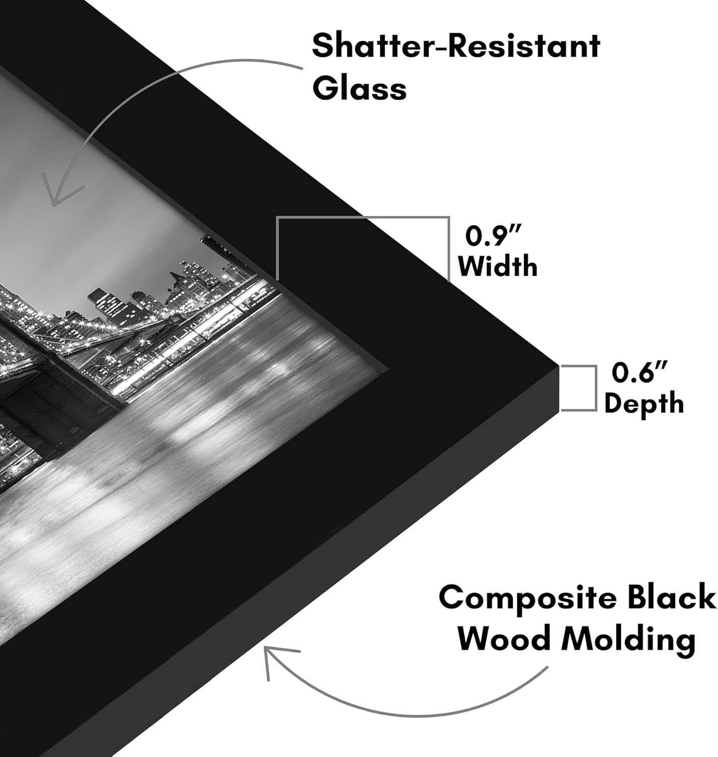 Americanflat 12x18 Poster Frame with Shatter-Resistant Glass - Signature Collection - Gallery-Style Frames Made of Engineered Wood - Photo Frame for Wall Display - Black - Colors A