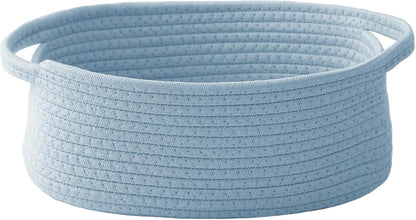 JMvicyroam Woven Basket,Small Rope Storage Bin with Handles & Ribbon Bag, Organizer for Shelves Closets,Gift Basket Empty for Birthday,Books,Dog Toys,White