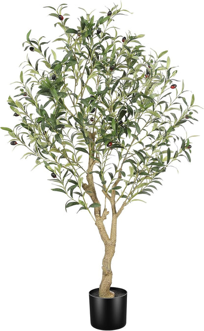 LYERSE Olive Trees Artificial Indoor - Faux Olive Tree 7ft with Large Olive Branches and Lifelike Fruits - Fake Olive Tree for Modern Home Office House Living Room Decor