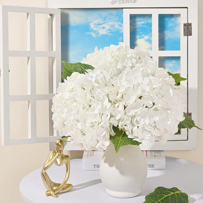 MARTINE MALL 3Pcs 21in Hydrangea Artificial Flowers, Latex Real Touch Hydrangeas Lifelike Large Hydrangea Flowers for Home Decor Party Arrangements Wedding Bouquets Centerpieces (Blue)