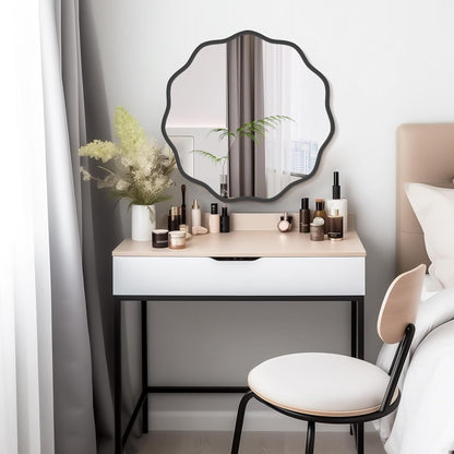 WallBeyond Round Wavy Mirror for Wall Decorative 24 inch, Modern Round Mirror Aluminum Frame for Bathroom Bedroom Living Room Home House Office Entryway, Gold