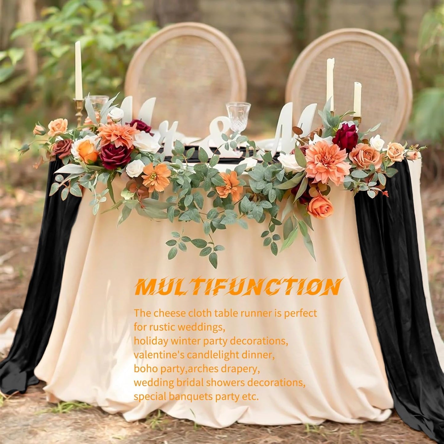 10 Pack Beige Cheesecloth Table Runner 17x108 Inch Boho Gauze Cheese Cloth Table Runners for Wedding Party Baby Shower Birthday Home Decor