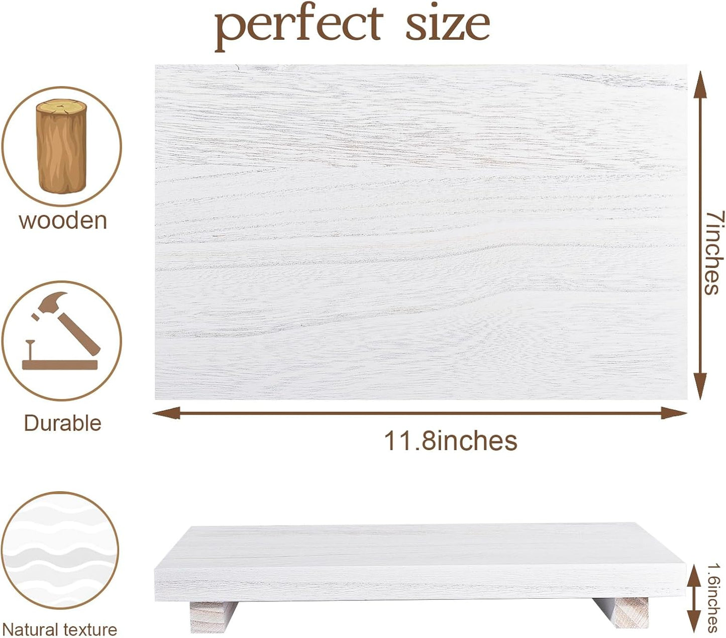 zoocatia Small Wood Tray Pedestal Stand Farmhouse Bathroom Decor Decorative Wooden Riser Kitchen Soap Dish Holder for Vanity, Counter, Sink, Brown