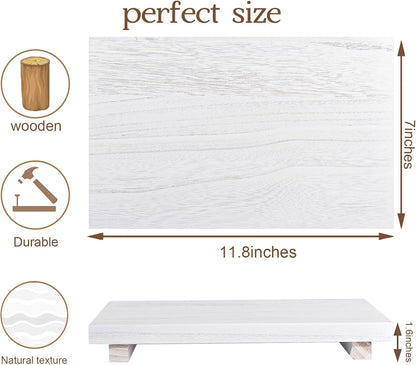 zoocatia Small Wood Tray Pedestal Stand Farmhouse Bathroom Decor Decorative Wooden Riser Kitchen Soap Dish Holder for Vanity, Counter, Sink, Brown
