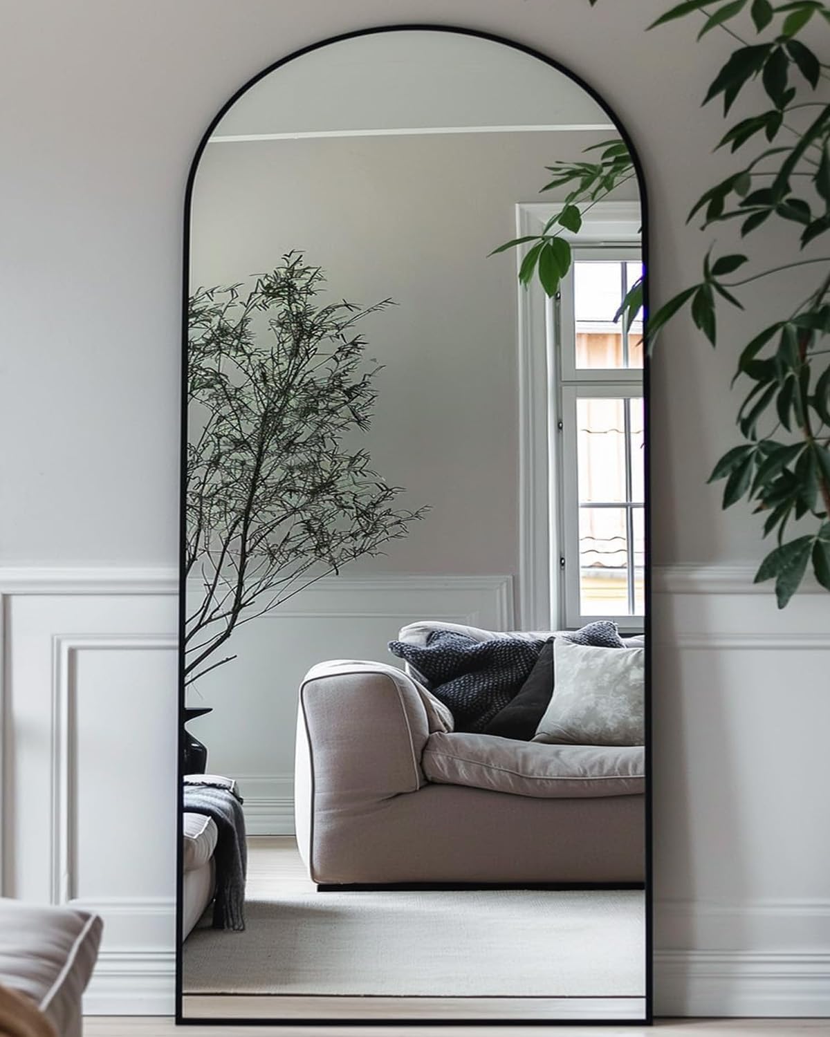 Antok 71" x28” Arched Full Length Floor Mirror, Black Aluminum Frame, Free Standing/Wall Mount/Leaning for Bedroom, Living Room, Dressing Room