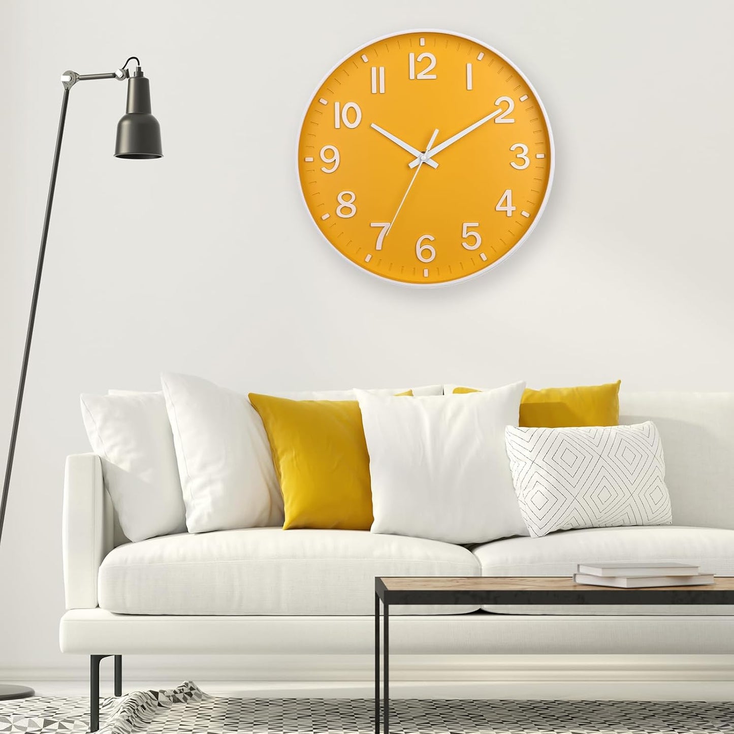 HZDHCLH Wall Clocks Battery Operated,12 inch Silent Non Ticking Modern Wall Clock for Living Room Bedroom Kitchen Office Classroom Decor (Olive Green and Gold)