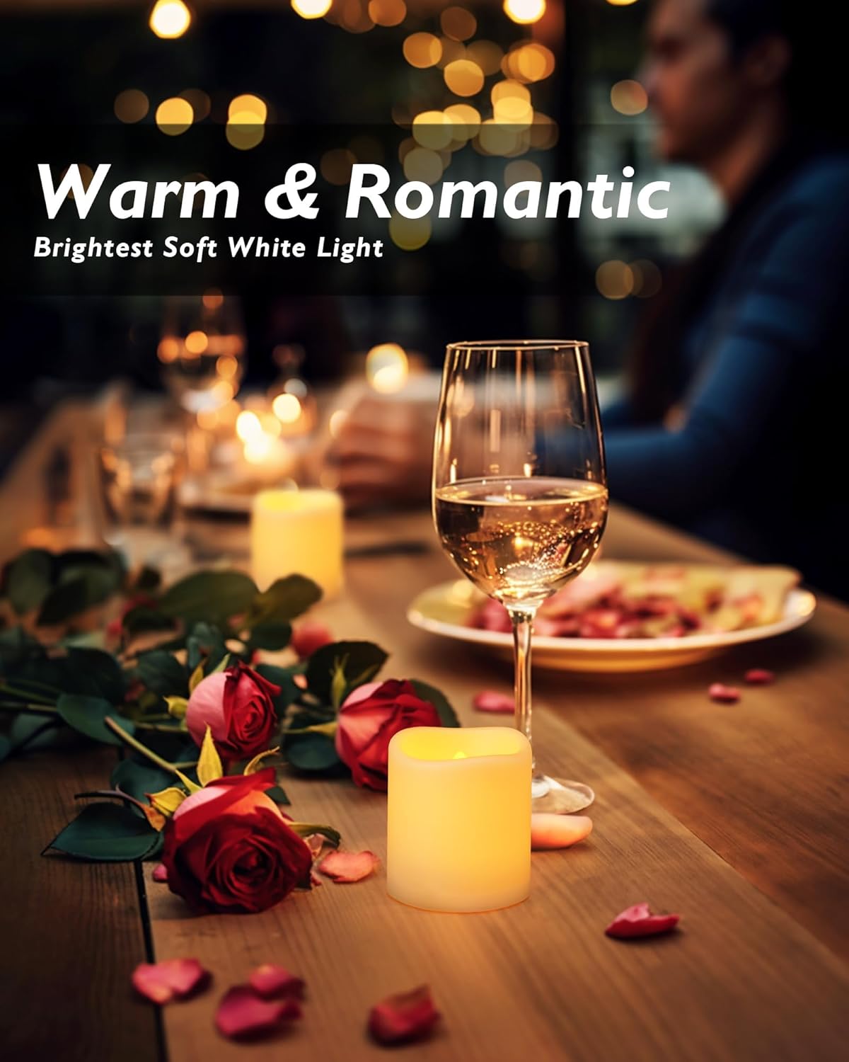 Homemory 24Pack Flickering Flameless Votive Candles,200+Hour Electric Fake Candles,Battery Operated LED Tealight for Wedding,Outdoor,Table,Halloween,Christmas Decor(Warm White,Battery Included)